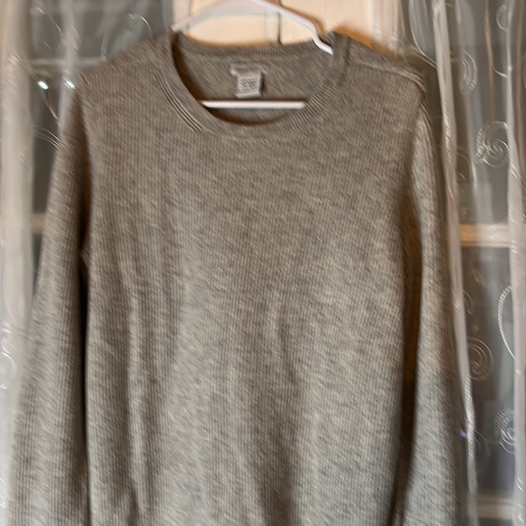 Cashmere101 Crewneck Rib Knit Back out Gray Sweater Women’s Large - Picture 6 of 9